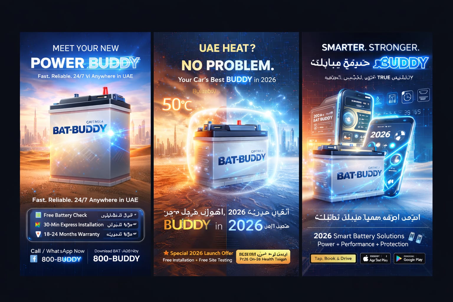 BAT-BUDDY Power Solutions - Fast, Reliable, 24/7 Service Anywhere in UAE